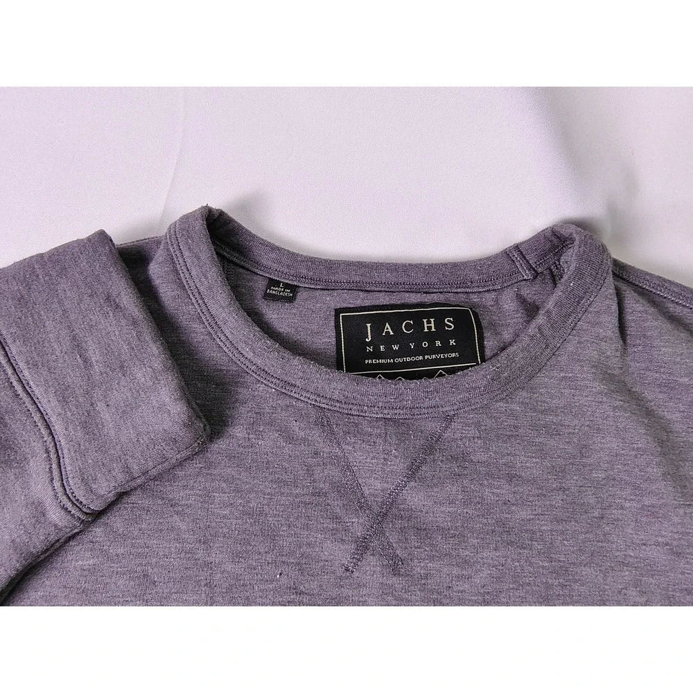 Jachs NY Mens Size L Soft Touch Fleece Crewneck Sweatshirt Gray Heather Pullover